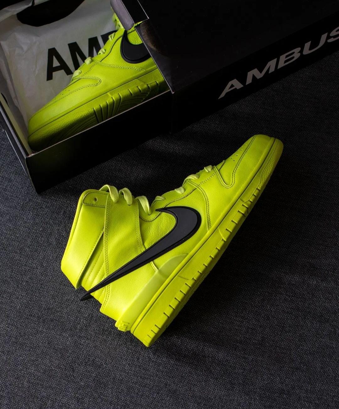 Nike Dunk High x Ambush Flash Lime shoes