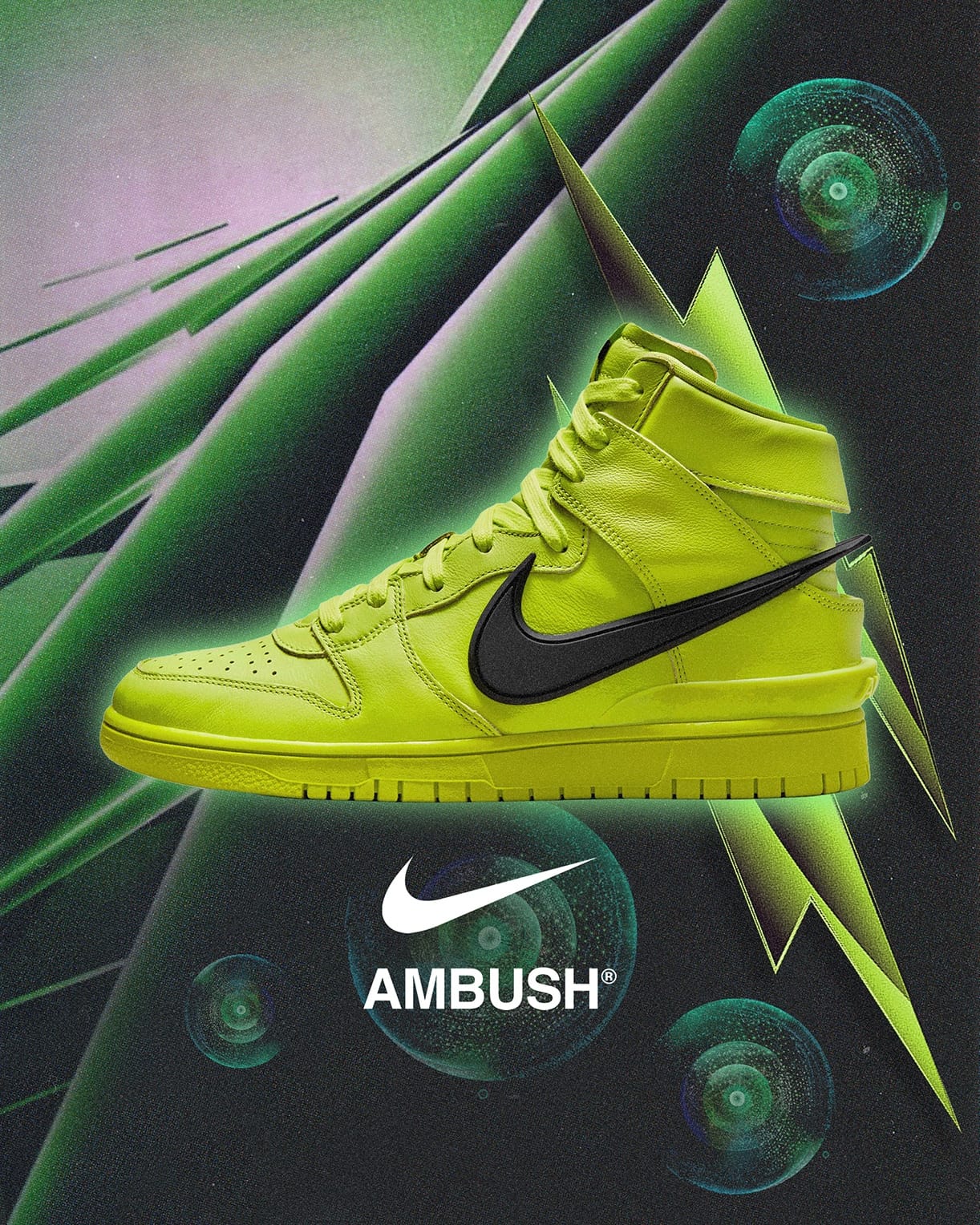 Nike Dunk High x Ambush Flash Lime shoes